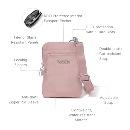Baggallini Women's Securtex Anti-theft Activity Crossbody Bag - color: Woodrose