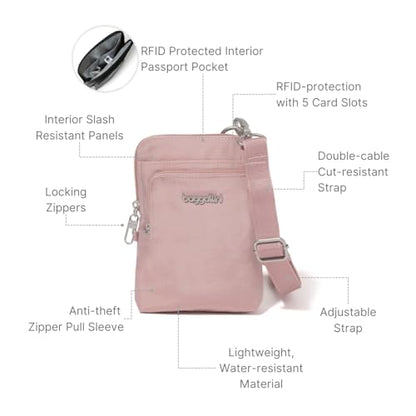 Baggallini Women's Securtex Anti-theft Activity Crossbody Bag - color: Woodrose