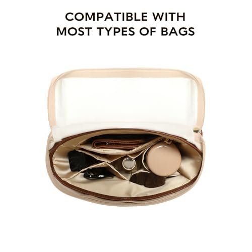 GIVLEFLY Backpack Organizer Insert & Liner with Cup Holder and Umbrella Holder, Compatible with Longchamp Le Pliage Original Backpack, Multiple Pockets Bag Divider & Shaper, Beige - size: LE PLIAGE ORIGINAL Backpack