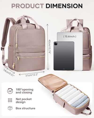 wepadre Carry On Backpack For Women Men Flight Approved Waterproof Travel Backpack With Laptop Compartment Personal Item Bag For Airlines Anti Theft Gym Backpack Casual Daypack Backpacks - color: Pink-purple