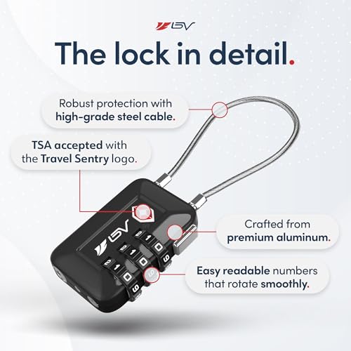 TSA Accepted Luggage Travel Lock, Set-Your-Own Combination Lock for School Gym Locker, Luggage Suitcase Baggage Locks, Filing Cabinets, Toolbox, Case (Black, 4 Pack) - color: Black, size: 4 Pack