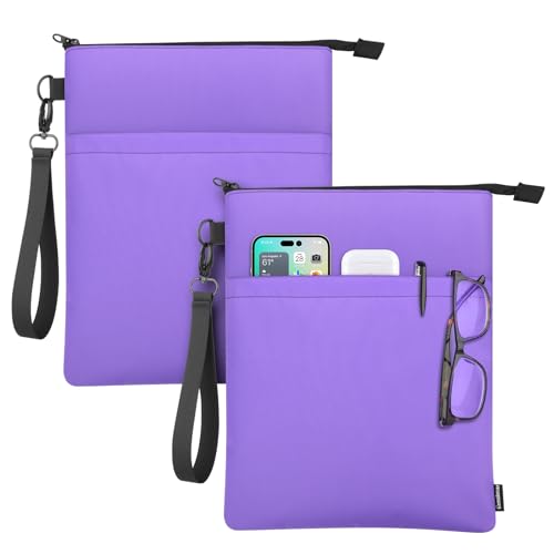 Book Sleeves with Zipper, Travel Book Protector Pouch for Paperbacks & Hardcover Books, Book Covers Bags Carry Case/Front Pocket & Handle Strap for Book Lovers Mother's Day (Purple, 2 Pcs) - color: Purple, size: 2 Pcs