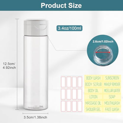 Cosywell Travel Bottles for Toiletries 5 Pack 3.4oz Shampoo Bottles TSA Approved Travel Size Containers Toiletry Bottles Wide Mouth Leak Proof Squeeze Bottle for Lotion Toothpaste(Clear) - style: D-3.4oz-Transparent