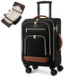 LOVEVOOK 49L Carry on Luggage 22x14x9 Airline Approved, 22 Inch Large Rolling Suitcase with Suit Folder & Spinner Wheels & TSA Lock, Softside Lightweight Underseat Carryon Luggage for Women Men Travel - color: Black-brown, size: 22 Inch With Garment Compa