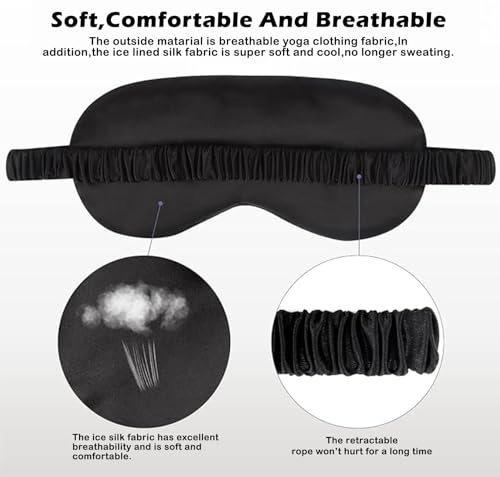 6PACK Silk Sleep Mask Satin Eye Masks Blackout Silky Eyeshade Cover Soft Blindfold Eyeshades for Women Sleeping Travel Gift - color: Evergreen
