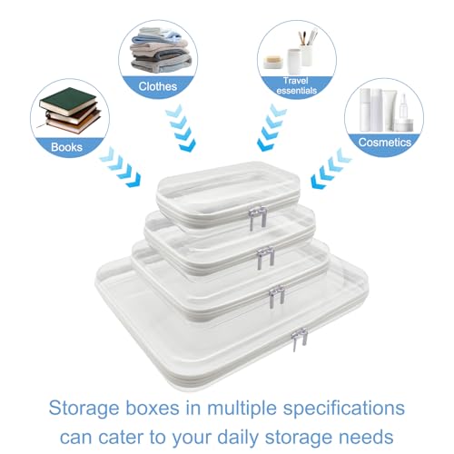 8 Pack Clear Zippered Cosmetic & Multi-Use Storage Bags - Organizer for Makeup, Home, Office & Travel Essentials(2 Small/2 Medium/2 Large/2 Extra Large)