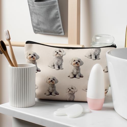 Maltese Dog Makeup Bag, Maltese Lovers Gifts Cosmetic Bag for Women, Dog Mom Lovers Owner Gifts for Women Christmas, Pet Lover Gift Zipper Travel Makeup Pouch for Purse - color: maltese