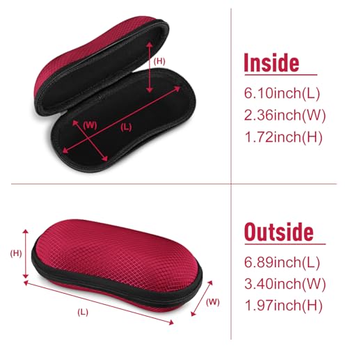 FINTIE Sunglasses Case, Hard EVA Shell Shockproof Sport Glasses Case with Metal Carabiner Travel Zipper Eyeglasses Holder - color: Red