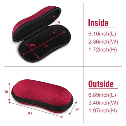 FINTIE Sunglasses Case, Hard EVA Shell Shockproof Sport Glasses Case with Metal Carabiner Travel Zipper Eyeglasses Holder - color: Red
