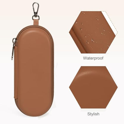 Double Eyeglasses Case, Dual Glasses Sunglasses Organizer with Zipper Closure, Eyewear Storage Box for Men Women Travel - color: Brown