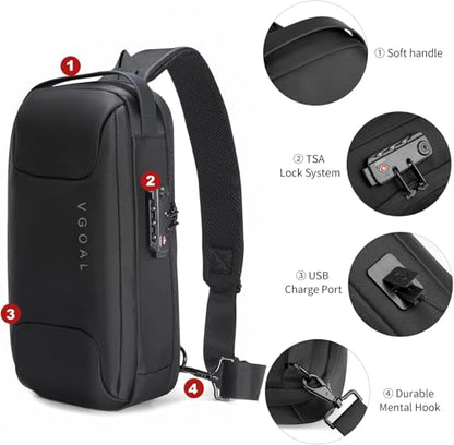 Kingsons Anti Theft Crossbody Bag Sling Bag for Men Anti Theft Sling Backpack Mini Backpack Daypack Crossbody for Travel Sport Running Hiking - color: Fg6315-us