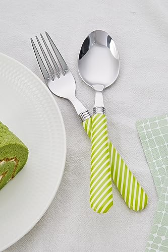 ANNOVA Silverware Set Stainless Steel Colorful Tableware Kitchen Flatware Set Utensils, Includes Dinner Knives, Forks, Spoons, Salad Forks & Dessert Spoons (Light Green, 20 Pieces) - color: Light Green