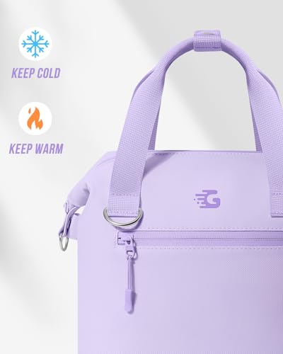 GLORIEROO Pastel Lunch Box Women | Insulated Soft Waterproof Leakproof Lunch Bag Cooler | Adjustable Strap | BPA-Free - color: Misty Lilac