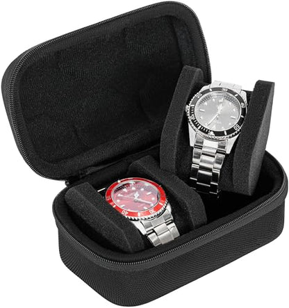 2 slots watch storage box, portable hard watch travel box, watch storage display storage box, padded watch portable box for watches - size: 2 Slot