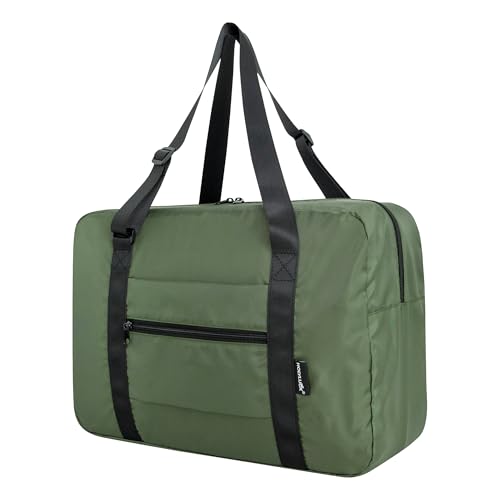 Small Duffle Bag for Men Women, Mini Gym Bag Foldable Travel Tote Carry On Luggage with Trolley Sleeve, Army Green - color: Army green, size: 23L
