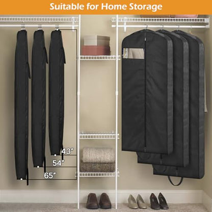 MISSLO 54" Garment Bags for Travel for Women Waterproof Dress Bags for Gowns Long Dress Cover for Gowns, Coats, Suits, Black, 3 Packs - size: 54 inch