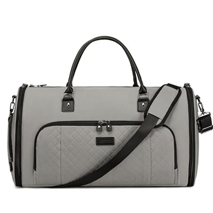 Vessgra Garment Bag for Airplane Travel, Carry On Garment Duffle Bags for Women, 2 in 1 Travel Suit Bag with Shoes Compartment Carry on Bag Hanging Garment Bag Travel with Shoulder Strap,Grey - color: Grey
