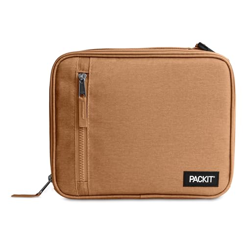PackIt(R) Freezable Classic Lunch Box, Almond, Built with EcoFreeze(R) Technology, Collapsible, Reusable, Zip Closure With Zip Front Pocket and Buckle Handle, Designed for Fresh Lunch On the Go - color: Almond