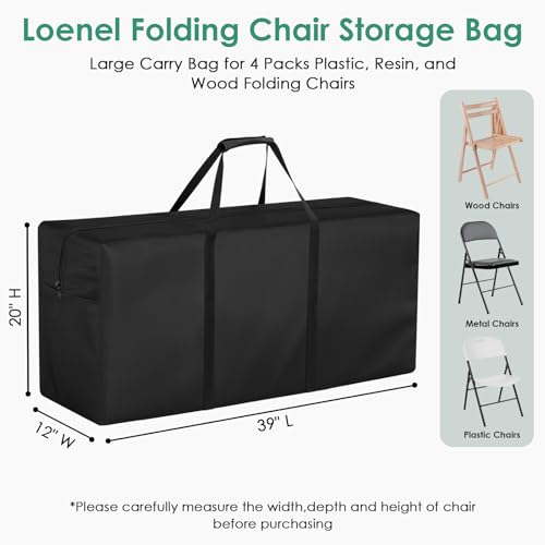 Folding Chair Storage Bag, Waterproof Large Carry Bag for 4 Packs Plastic, Resin, and Wood Folding Chairs - 39" L x 12" W x 20" H - size: 4PCS Folding Chair Bag