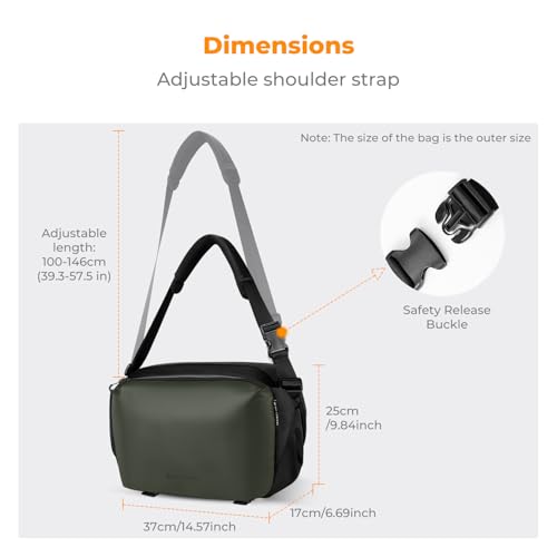 K&F CONCEPT Camera Sling Bag Crossbody Bag Waterproof Camera Shoulder Backpack DSLR/SLR/Mirrorless Camera Case - color: 13 Deep Green Large