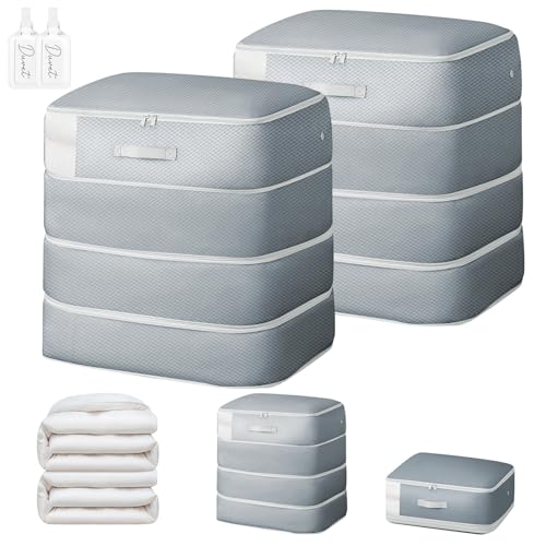 Comforter Storage Bag - 130L Large Capacity Blanket Storage Bags 4-Layer Ultra Space Saving Self Compression Organizer, Washable Compression Bags for Storage Comforter Blanket, 2-Pack, Grey - color: Grey, size: 2 Pack