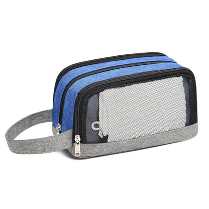 Yeiotsy Men's Travel Toiletry Bag – Small Dopp Kit with Mesh Pockets & 3 Compartments, Durable Shaving Organizer for Gym, Camping & Weekend Trips - color: Blue