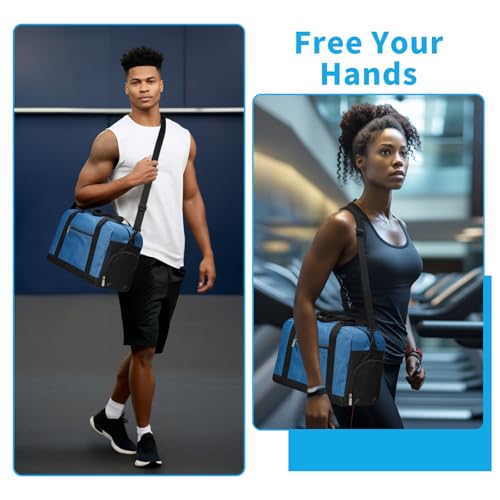 Apenze Small Gym Bag 14 inch lightweight Carry On Mini Duffel Bag with Shoe Compartment for Travel Sport - Blue - color: Blue