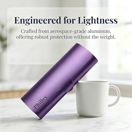 Philley Aluminum Ultra-Light Eyeglasses Case Hard Shell Nearsighted Glasses Case for Women & Men - color: Purple