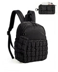 BAGSMART Mini Backpacks for Women, Puffy Checkered Quilted Small Backpack with Pouch, Lightweight Daypack Purse, Water-Resistant Bookbag for Daily Travel College, 2-in-1 Set, Black - color: Jet Black