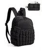 BAGSMART Mini Backpacks for Women, Puffy Checkered Quilted Small Backpack with Pouch, Lightweight Daypack Purse, Water-Resistant Bookbag for Daily Travel College, 2-in-1 Set, Black - color: Jet Black