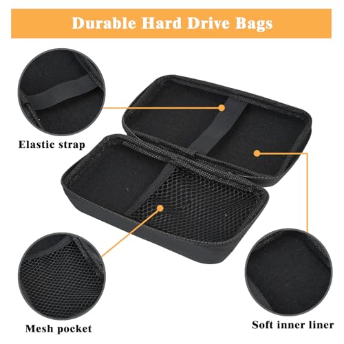Zoyiancy Power Bank Case, Hard Cover Cable Storage Bag, Travel Shockproof Carrying Portable Eva Case for Power Cable Earbuds Power Bank - color: Black