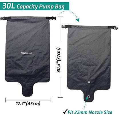 TREKOLOGY 30L Pump Sack Roll Top Compression Pump Bag - Fit for UL Sleeping Mats - Quick & Easy Pumping Sack for Camping Mats, Inflatable Pad, & Sleep Mattress