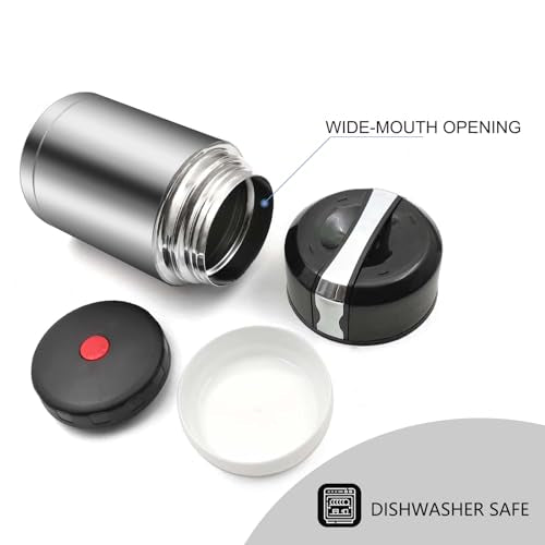 28oz Soup Thermos, Stainless Steel Thermos for Hot Food, Wide Mouth Food Thermos Jar, Insulated Lunch Container Leak Proof Vacuum Thermal Flask (silver) - color: silver-28oz