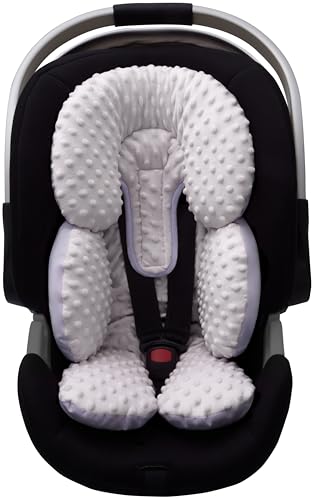 Pro Goleem Infant Car Seat Head Neck Body Support, Ultra-Soft Minky and Microfiber Newborn Car Seat Insert, Perfect for Car Seat, Stroller, 2-in-1 Reversible, for Boys and Girls, Gray - color: Grey