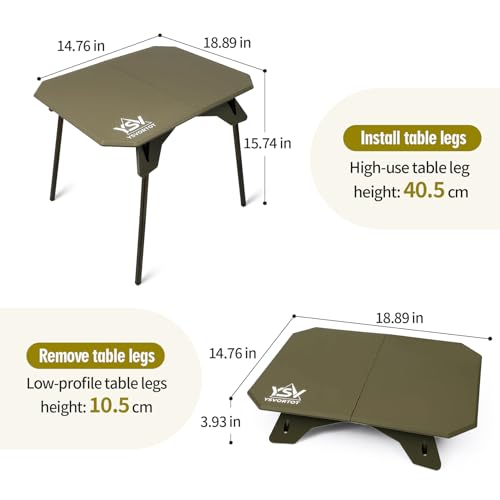 Ultralight Folding Camping Table - 2 Height Adjustable Portable Outdoor Picnic Beach Desk with Carry Bag,Compact for Backpacking,Camp,Travel,Patio - color: Green