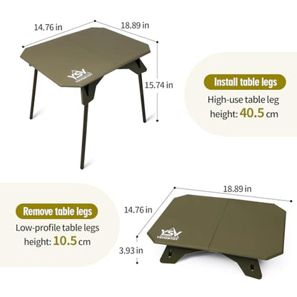 Ultralight Folding Camping Table - 2 Height Adjustable Portable Outdoor Picnic Beach Desk with Carry Bag,Compact for Backpacking,Camp,Travel,Patio - color: Green