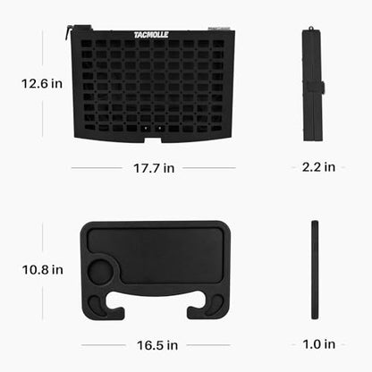 Front Seat Organizer – MOLLE Panel Car Seat Organizer with Steering Wheel Tray Cup Holder, Car Trays for Eating, Heavy-Duty MOLLE Panels for Vehicles