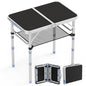 Small Folding Table Portable, 2FT Camping Pinic Table with 3 Adjustable Height, Aluminum Foldable Lightweight Patio Side Table with Carry Handle for Outdoor Hiking Camp BBQ Beach (Black) - color: Black