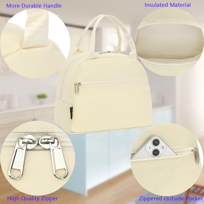 FlowFly Insulated Lunch Cooler Bag - Tote Bag Organizer for Women/Men, Beige - color: Beige