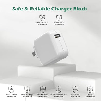 iPad Charger,Foldable Apple Fast Charger Cube 12W USB Wall Charging Block Portable i Pad Adapter with 6Foot Long USB A to Lightning Cable Cord Fast Charging for iPad 9/8/7/6/5/4,Mini5/4/3/2/1,Air3/2/1 - size: 1PACK 6FT