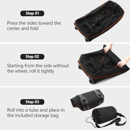 Bagenerous 110L/140L Expandable Soft-Sided Foldable Duffle Bag with 2 Rubber Wheels,Packable 32” Rolling Carry-On with Multi-Pockets & Compartments,Black Orange - color: Black Orange