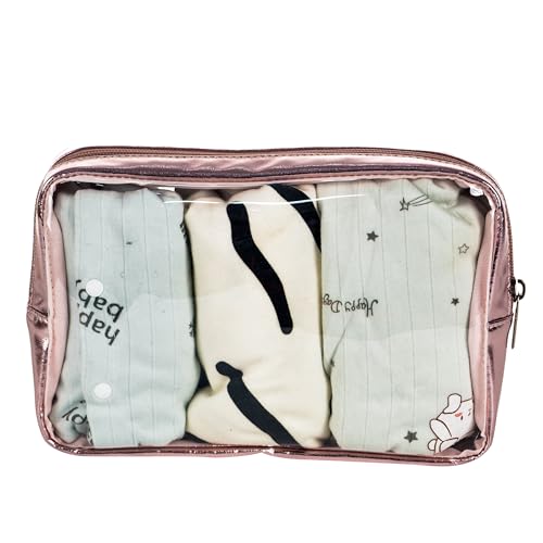 Remobia Hicol TSA Approved 5-Piece Diaper Bag Organizer Pouch Set Clear Waterproof TPU Kids Toiletry Storage Set Travel Packing Clutch Cube Bags for Baby Nursing(Gose gold leather) - color: Gose gold leather