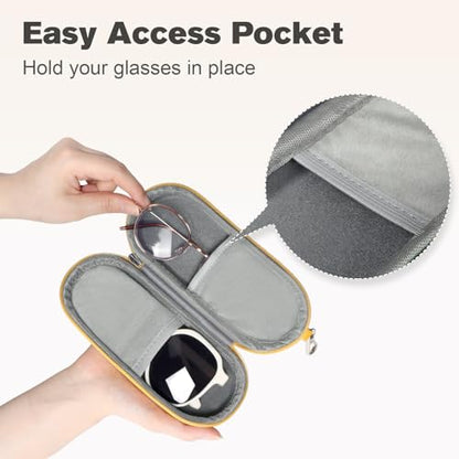 Double Eyeglasses Case, Dual Glasses Sunglasses Organizer with Zipper Closure, Eyewear Storage Box for Men Women Travel - color: Yellow-2pack
