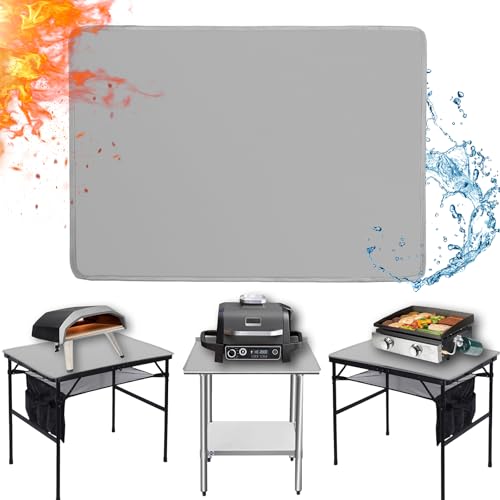 24 x 31in Fireproof Grill Mats for Outdoor Grill to Protect Your Grill Table - Heat Resistant Grill Table Mat - Waterproof & Oilproof BBQ Mat - Grey - color: Gray, size: 24x31x0.04in