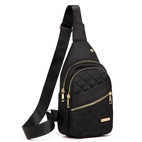 AOSTIHOT Small Sling Backpack for Women, Chest Bag Daypack Crossbody for Travel Sport Running Hiking Black - color: Black