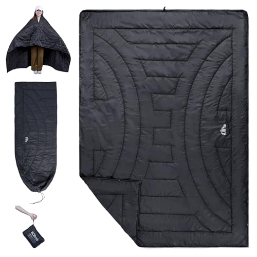 iClimb 3M Thinsulate Insulation Warm Camping Blanket Ultralight Compact - color: Black, size: 72.8” × 55”, 1 lb