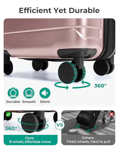 BAGSMART Carry On Luggage 22x14x9 Airline Approved with Spinner Wheels,Lightweight 20 Inch Luggage with TSA Lock,Expandable Hard Shell Carry On Suitcases for Men Women,Rose Gold - color: Rose Gold