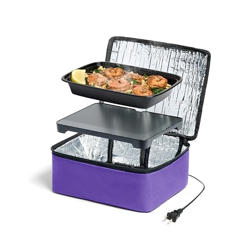 HOTLOGIC Mini Heated Lunch Box - Portable Electric Food Warmer for Men and Women - Great for Work, Office, and Construction - Cook, Reheat, and Eat on the Go - 120V - Purple - color: Purple, size: 120V