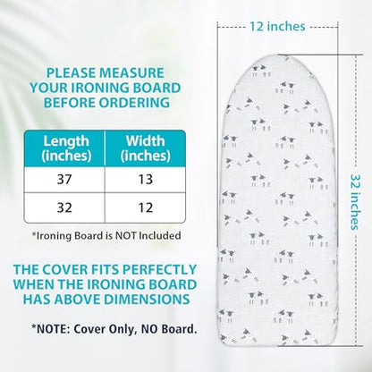 Seiritex Table Top Ironing Board Cover 12 x 32 inch, 3 Layers Small Iron Board Cover, Heat Reflective Thick Padding with Elasticized Edges (Gray Sheep) - color: Gray Sheep, size: 12x32