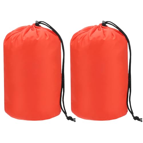 Stuff Sack [2PCS] - Waterproof Outdoor Storage Sacks Use for Backpacking & Traveling & Hiking - [Orange-5 x 10 in/ 13 x 25 CM] Ultralight Drawstring Bags - color: Orange